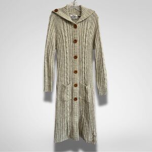 Vintage 90s Earthy Tone Cream Knit Long Cardigan